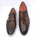 Santoni - Double Buckle Polished Leather Mens Shoes